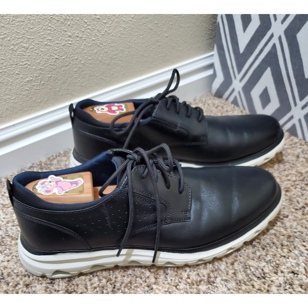 Johnston & Murphy Mens Black Leather Lace Up Comfort Oxford Shoes Size 10M